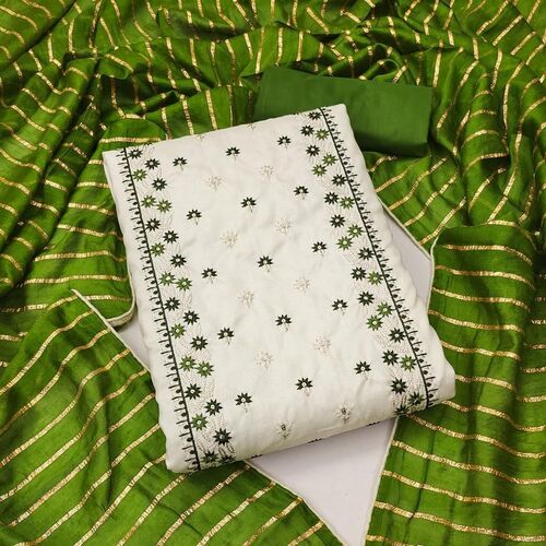 Mahi Off-White Jalbari Silk Dress Material