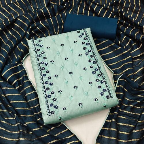 Mahi Sky-Blue Jalbari Silk Dress Material
