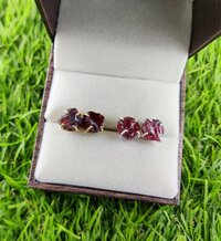 Raw Birthstone Size 8-10mm Gemstone Gold Vermeil Silver Prong Set Stud Earring