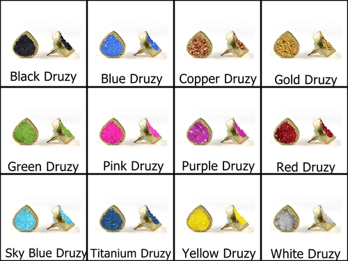 Natural Druzy Size 10mm Gold Vermeil Silver Stud Earring
