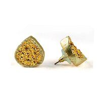 Natural Druzy Size 10mm Gold Vermeil Silver Stud Earring