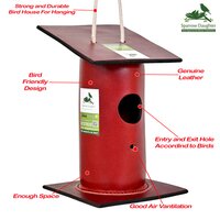 Bamboo Birdhouse Handcrafted with Leather Vegan Leather and Synthetic leather