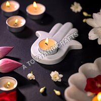 Marble Candle Holder - 4x6 Inches | Handmade Unique Stone Design, Ideal For Home Decoration And Gift