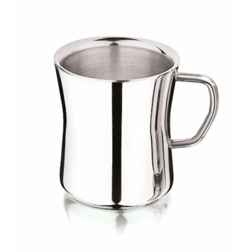 Silver Damru Plain Design Stainless Steel Double Wall Coffee Cup