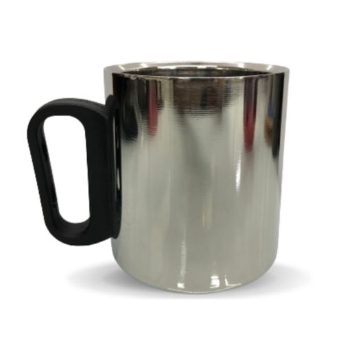 Mirror Polish Stainless Steel Double Wall Coffee Cup With Plastic Handle