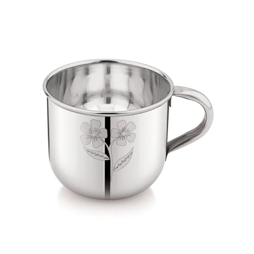 Stainless Steel Single Wall Tea Cup - 150ML, Silver Color, Mirror Polished Finish, Set of 6PCs | Ideal for Home Kitchen Use - Brand Sagar