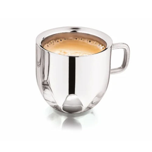 Rose Design Stainless Steel Double Wall Tea Cup