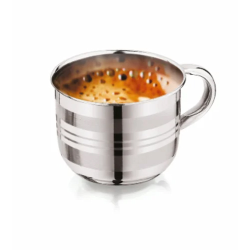 Stainless Steel Single Wall Tea Cup - 130ML Capacity, 50MM Size, Silver Color | Mirror Polished Finish, Set of 6, Dishwasher and Microwave Safe