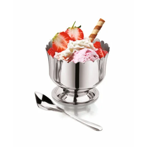 Mirror Polish Stainless Steel Ice Cream Cup With Spoon