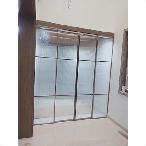 Aluminum Profile Shutter Glass Door - Color: Brown