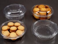 Round Hinged Container - 250 Gram Transparent Plastic, Rectangular Shape | Customized For Sweets, Soan Papdi, And Kaju Barfi Packaging