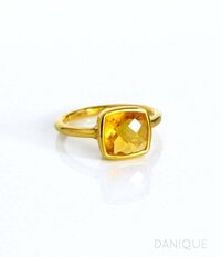 Cushion Shape Gemstone Gold Vermeil 925 Sterling Silver Ring