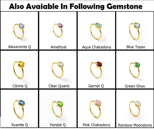 Cushion Shape Gemstone Gold Vermeil 925 Sterling Silver Ring Gemstone Rings