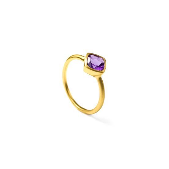 Cushion Shape Gemstone Gold Vermeil 925 Sterling Silver Ring Gemstone Rings