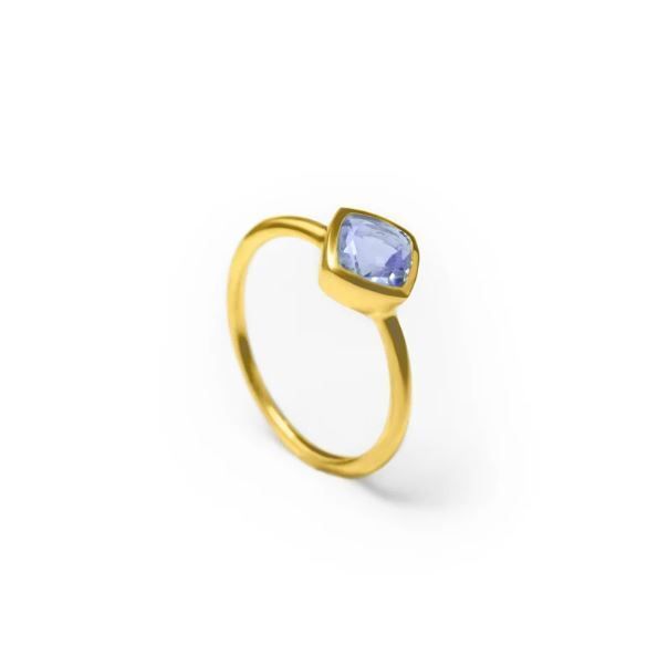 Cushion Shape Gemstone Gold Vermeil 925 Sterling Silver Ring Gemstone Rings