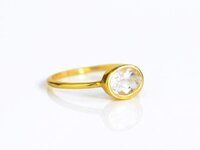 Oval Shape Gemstone Gold Vermeil 925 Sterling Silver Bezel Set Ring