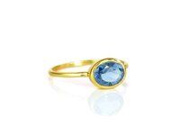 Oval Shape Gemstone Gold Vermeil 925 Sterling Silver Bezel Set Ring