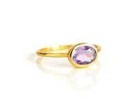 Oval Shape Gemstone Gold Vermeil 925 Sterling Silver Bezel Set Ring