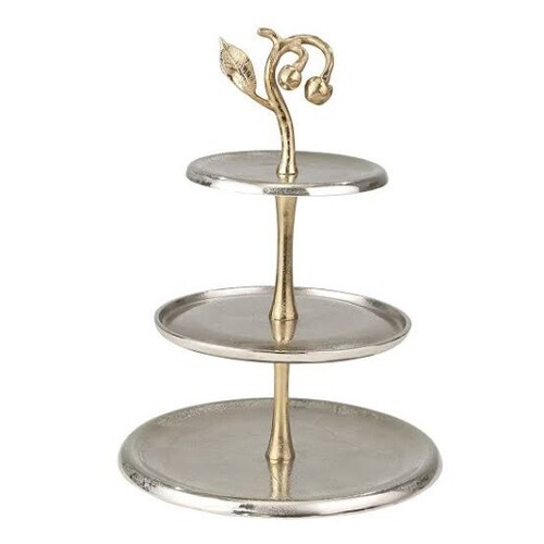 three tier cake stand with two tone finish
