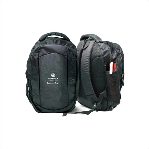 Grey And Black Polyester Backpack