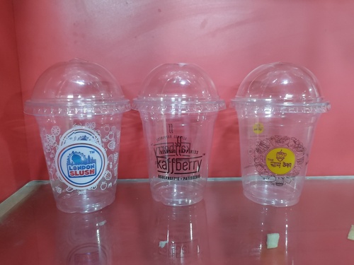 Printed Disposable PET Glass With Dome Shaped Lid