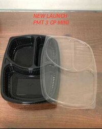 3-compartment Disposable Tray - 140x190 Mm, Transparent Pp Material | Rigid Structure, No Lid, Ideal For Biscuit Packaging