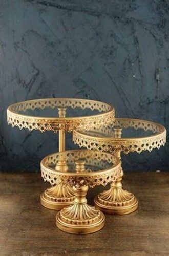 Metallic Antique Cake Stand Round