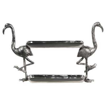 Silver Aluminium Flamingo - 46x16x28 cm Rectangular Design, Country Style | Durable Metallic Material, 1.95 kg Weight, Warranty Included