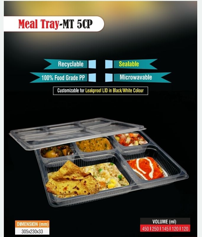 5 PARTION TRAY WITH LID