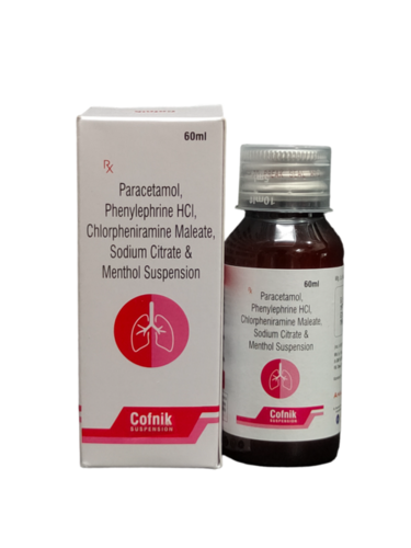 Cofnik Syrup Ingredients: Para-125Mg +Phnyl 5Mg+Cpm 0.5Mg +Sodium Citrate 60 Mg+Menthol 1 Mg 60 Ml