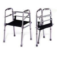 Foldable Walker - Aluminum, Adjustable Height, Silver | Lightweight Design, Comfortable Handgrips, Built-in Seat, Efficient Brakes