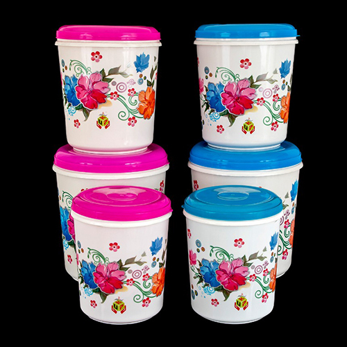 White Printed Plastic Container Set