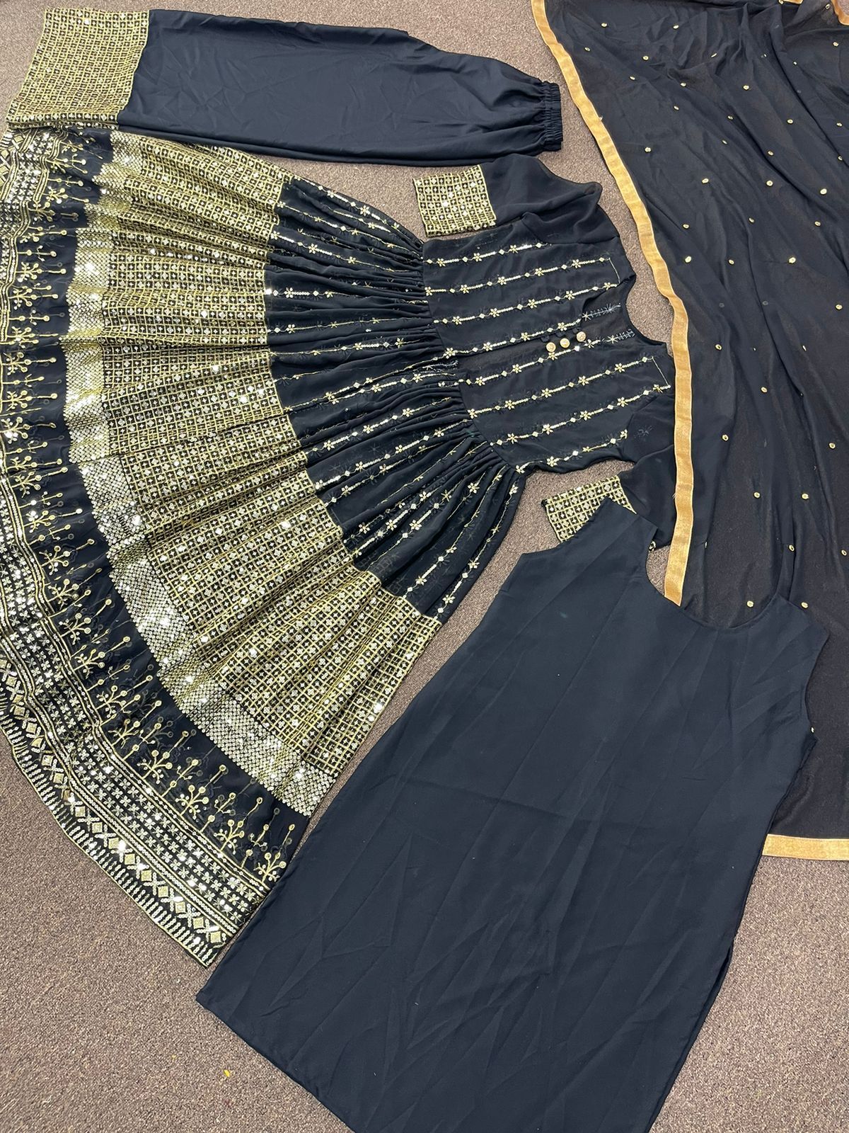 WOMEN HEAVY FAUX GEORGETTE EMBROIDERY WORK SALWAR SUITS...