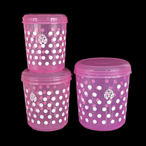 Polka Dot Pink Plastic Container Set