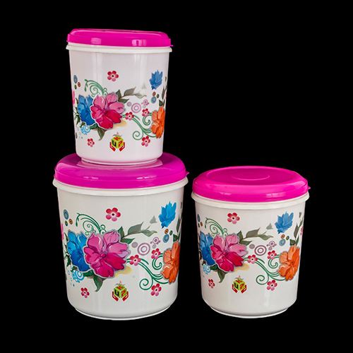 White Printed Plastic Container Set