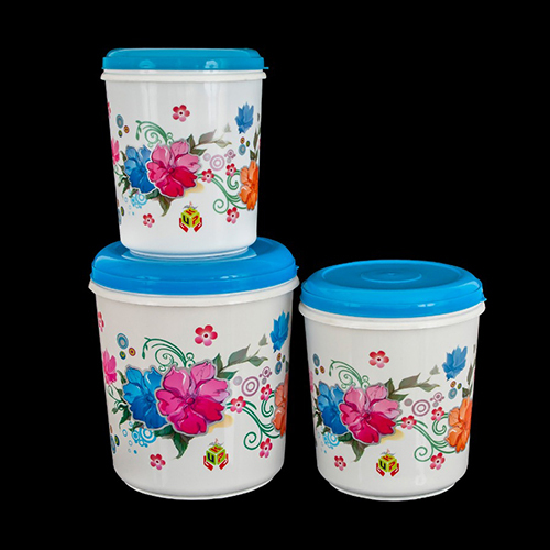 White Printed Plastic Container Set