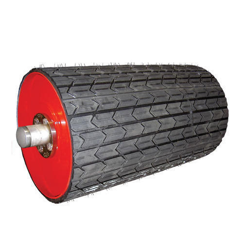 Red Conveyor Lagging Pulley