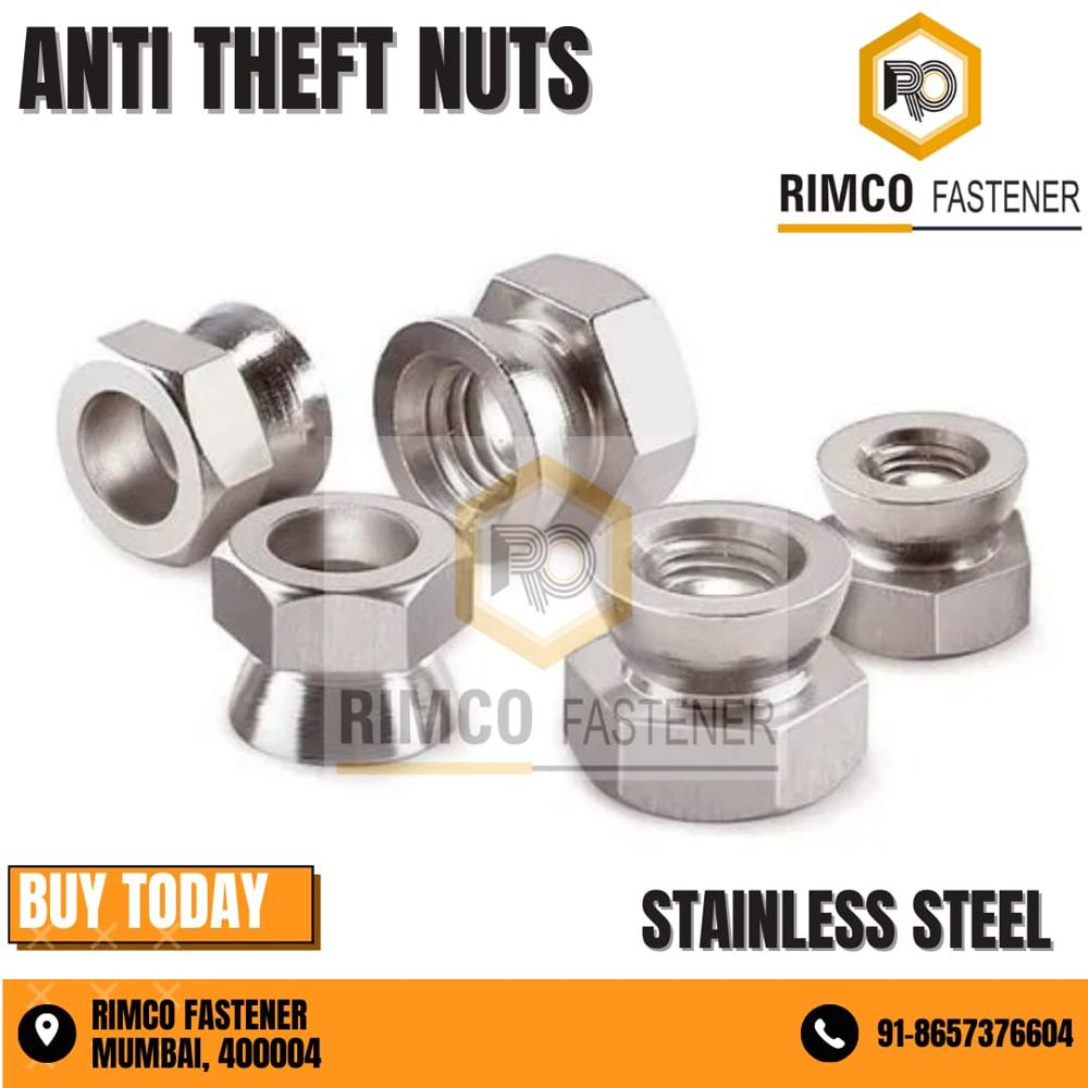 Stainless Steel Anti Theft Nuts - Durable and Corrosion-Resistant Various Sizes Available in Silver for Industrial and Commercial Use