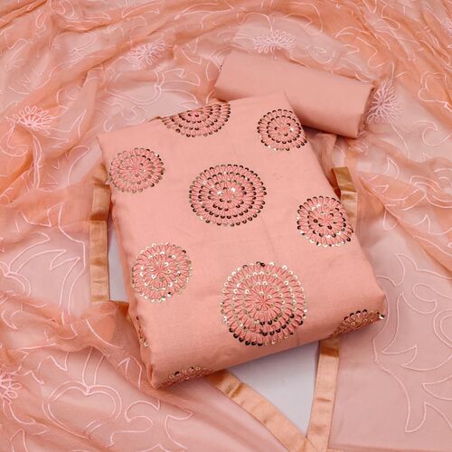 Sanaya Orange Slub Cotton Dress Material