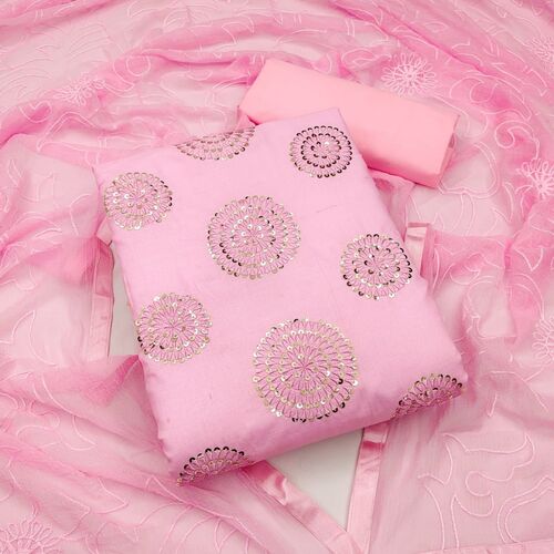Sanaya Pink Slub Cotton Dress Material