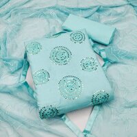 sky blue cotton dress material Sky Blue and White Floral Print Fabric, Sustainable Fashion 100% Cotton, Dress  Material by Yard