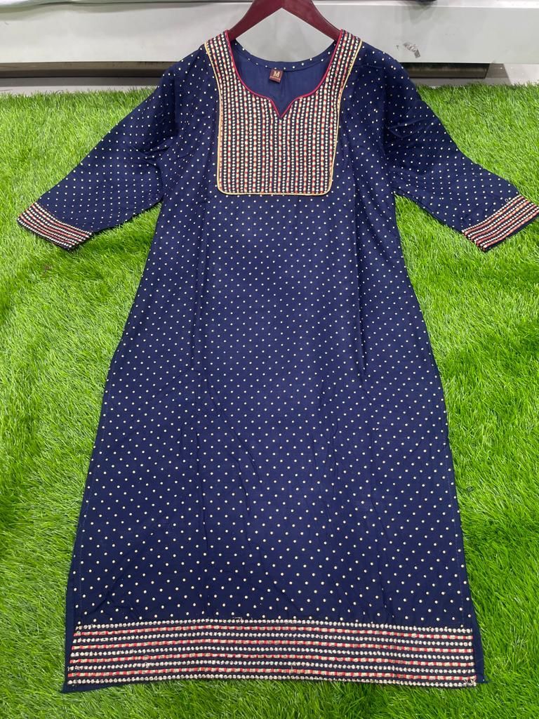 Kinal Blue Heavy Rayon Kurti