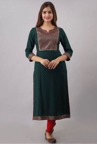 Kinal Green Heavy Rayon Kurti