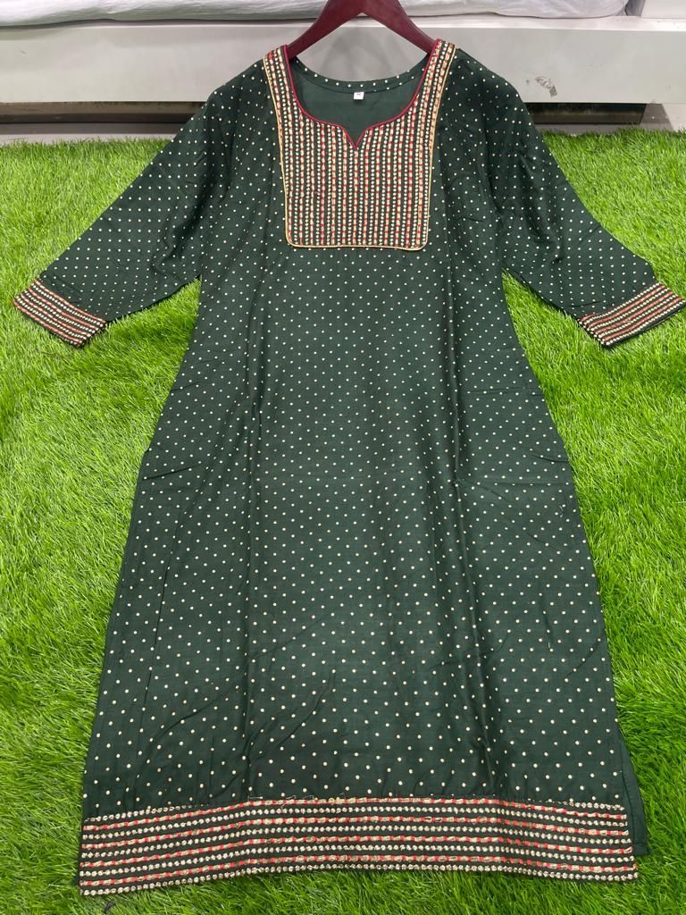 Kinal Green Heavy Rayon Kurti