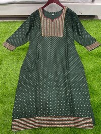 Kinal Green Heavy Rayon Kurti