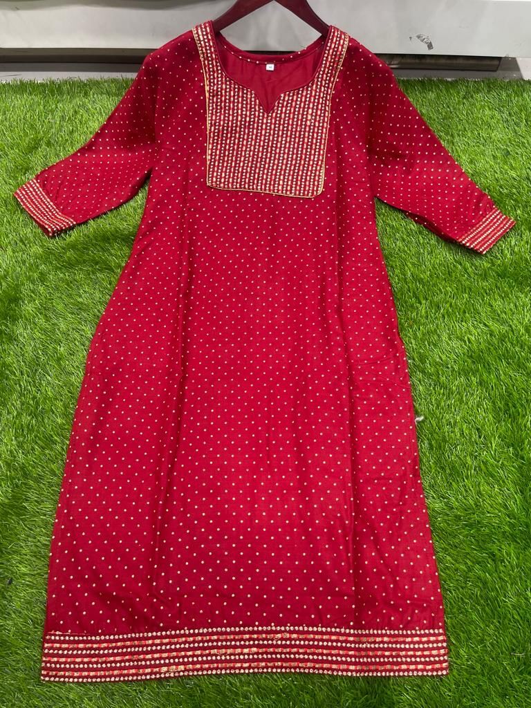 Kinal Maroon Heavy Rayon Kurti