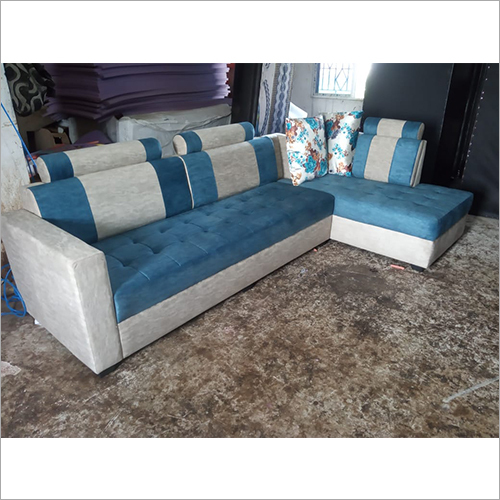 Wood Blue And White Sofa