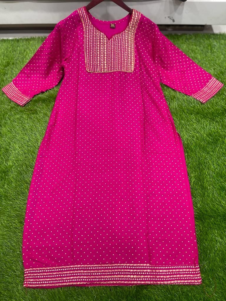 Kinal Pink Heavy Rayon Kurti