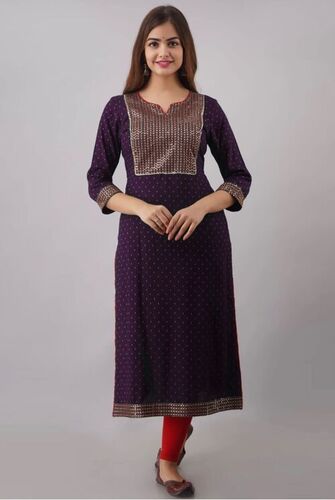 Kinal Purple Heavy Rayon Kurti