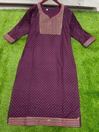 Kinal Purple Heavy Rayon Kurti